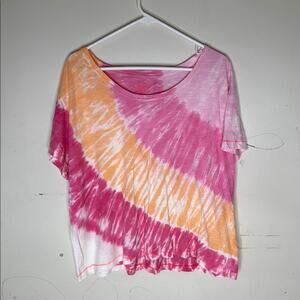 Vineyard Vines Pink and Orange Tie-Dye Surf Tee Cotton Women's Top Size XXL